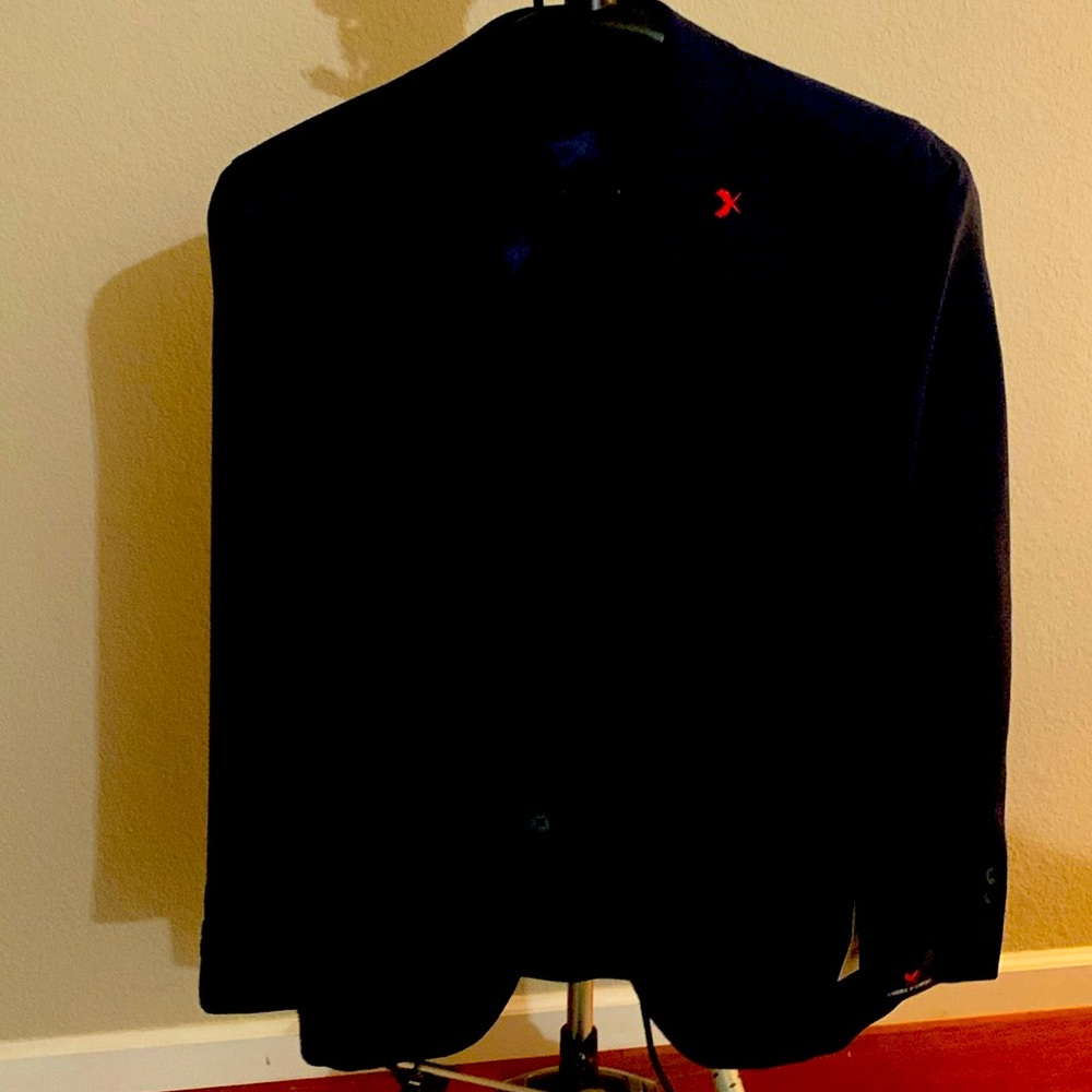 BNWT Cardinal of Canada Navy Melange 75/15/10 Wool/Silk/Linen Sport Coat. Slim.